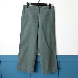 Eileen Fisher Cropped Utility Wide Leg Pants SIZE PP Green Cotton Lightweight